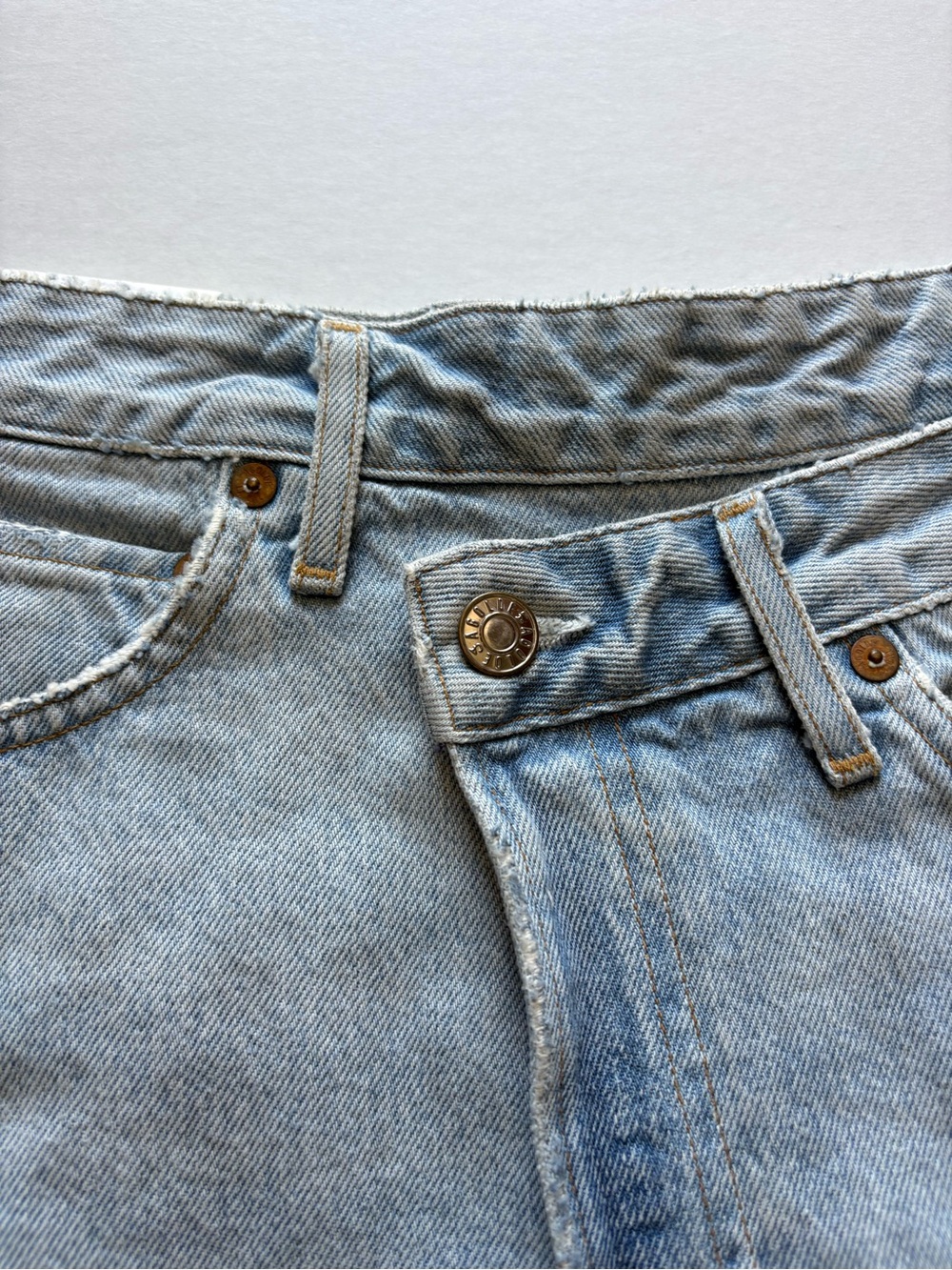 Agolde Criss Cross Light Wash Denim Skirt Womens 27 Unfinished Hem - Picture 2 of 10